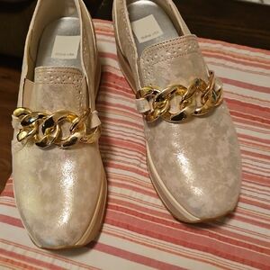 Dolce Vita Cream Flats with Gold Chain Accent